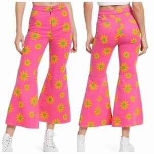 Free People Youthquake Printed Crop Pants Wide (NWT Leg Lipstick Combo